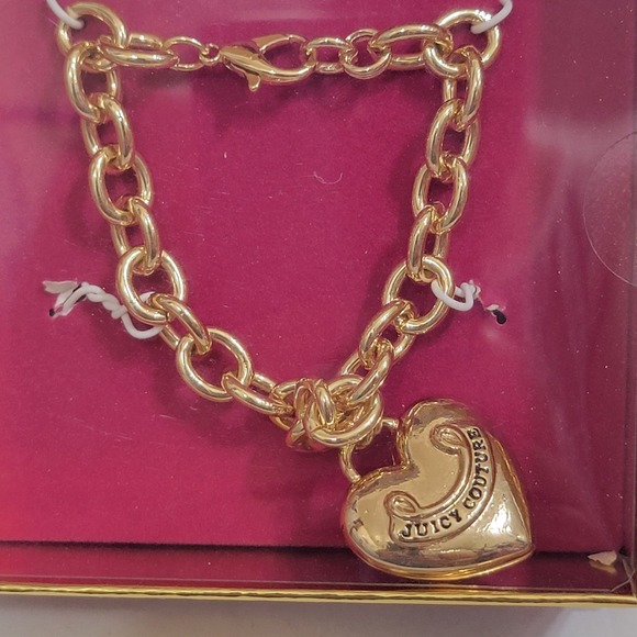 JUICY COUTURE GOLD Tone Chain BRACELET With Heart Charm NEW IN BOX - Picture 1 of 3